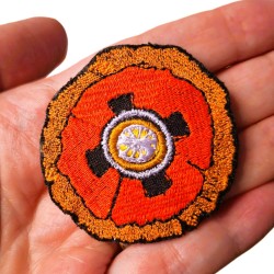 Poppy rond - rouge orange et pistil mauve
